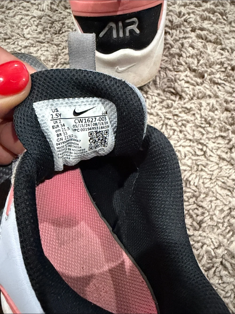 Nike Kids Air Max Sneakers in Gray, Coral & Black